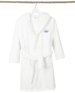 Детский суперплюшевый двусторонний банный халат с капюшоном «Корона» Linum Home, цвет white/purple