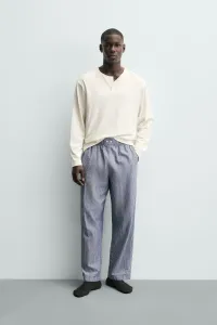 Пижамный комплект henley в полоску Zara, экрю/синий
