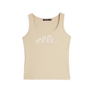 ELLE Топ-майка женская желтая с U-образным вырезом умеренно прямого кроя