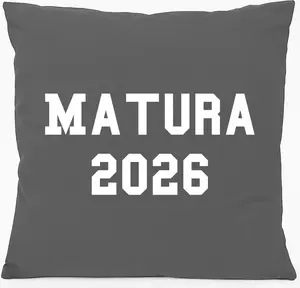 Подушка для дивана Huuraa Matura 2026, подарок к выпускному в Австрии/Швейцарии, 40x40 см, с наполнителем стального серого цвета, хлопковая, сувенир Matura 2026 Hellweg Druckerei
