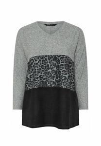 Джемпер LEOPARD PRINT COLOURBLOCK Yours Clothing, серый