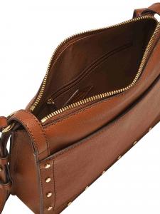 Женская кожаная сумка через плечо Fossil коричневого цвета с отделением для смартфона (ZB1963200)