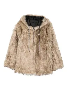 Двусторонняя куртка из искусственного меха с капюшоном Open Yy, бежевый