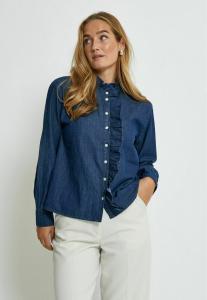 Блуза Desires Button-down blouse, Mid Blue Denim/Blue Denim
