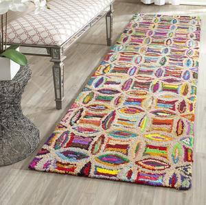 Ковер-дорожка SAFAVIEH, 69 x 214 см, коллекции Nantucket, Multi, ручной работы, бохо абстрактный, хлопковый, идеален для помещений с высокой проходимостью в гостиной, спальне (NAN441A)