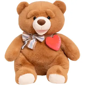 Плюшевая кукла Heartbeat Bear, высота 40см/50см, длина 50см Little Cucu, коричневый