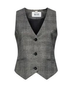 Жилет, сшитый на заказ, с микроклетчатым узором. Silvian Heach, серый