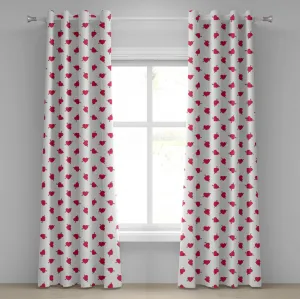 Штора на люверсах ABAKUHAUS ко Дню святого Валентина, с рисунком в виде мультяшных сердец со стрелами, любви, страсти и романтики, декоративная, двухпанельная, 280 см x 245 см, цвет: темно-коралловый, белый, коричневый