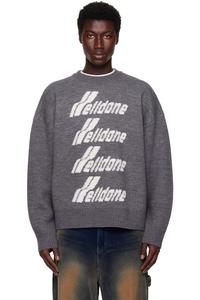 Свитер с вышитым логотипом вязка пике We11Done, серый