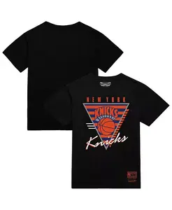 Мужская черная футболка New York Knicks Worldwide Collection с три-логотипом Mitchell & Ness