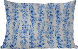 Подушка для улицы - Цветочный - Анемоновый - Узор - Синий - 50x30 см - Водонепроницаемая - Подушка для отдыха - Подушка для дивана - Украшение для гостиной MuchoWow