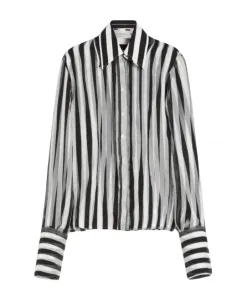 Рубашка в полоску из хлопка и шелка Sportmax, мультиколор