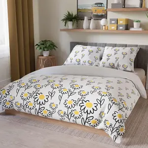 Постельное белье BELLIS 220x200 см - сатиновый хлопок, очаровательный рисунок в виде ромашек MARKIZETA HOME