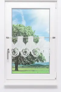 Штора для кафе, кружево Плауэн - Круги (Ш x В) 48 см * 31 см, белая Plauener Spitze