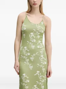 Платье с цветочным принтом и открытой спиной Desigual, зеленый