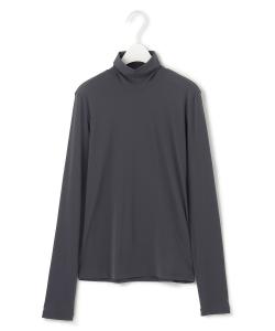 Светло-голубой топ с высоким воротником из моющегося тюля