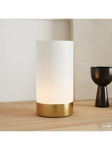 Home24 Настольная лампа RICKSON на батарейках, белая/латунная