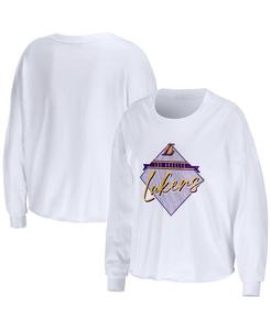Женская белая укороченная футболка с длинным рукавом Los Angeles Lakers WEAR by Erin Andrews, белый
