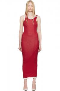 Макси-платье с драпировкой и двойным вырезом Jean Paul Gaultier, красный