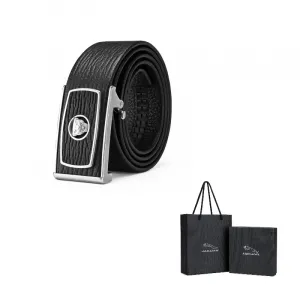 JAGUAR Мужской ремень из натуральной кожи крупного рогатого скота шириной 3,7 см, Black