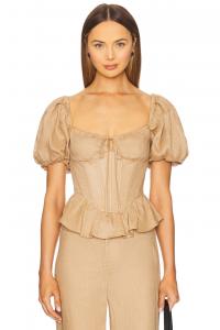Esra корсет-топ с пышными рукавами Bardot, latte
