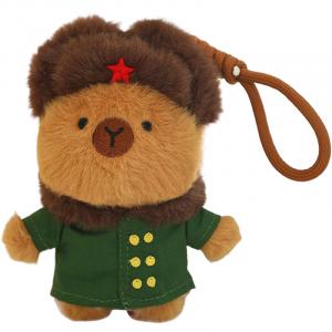 Плюшевая кукла капибара в военной шинели высота 15см Barbne, коричневый