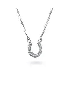 Миниатюрное ожерелье с подвеской в виде подковы, украшенное кубическим цирконием и приносящим удачу конному спорту, украшения в стиле вестерн для женщин-подростков, подарок на выпускной из серебра 925 пробы Bling Jewelry, clear