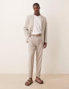 Зауженные брюки ASOS DESIGN из твила бежевого цвета