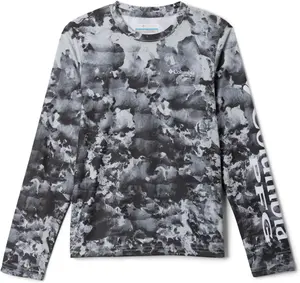 Columbia Boys Super Terminal Tackle Long Sleeve, Cool Grey Seamoss