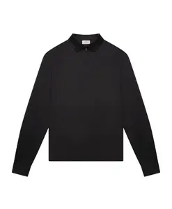 Рубашка-Поло Supima с застежкой-молнией, воротником и длинными рукавами. Valenza, черный