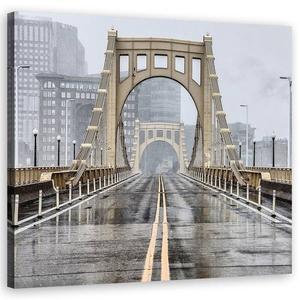 Картина на холсте Feeby Brooklyn Brücke New York, 50x50x2 см, бежевый