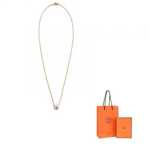 HERMES Металлическое ожерелье POP H Collection, Gold Plated, Rose Gold, женское, синее