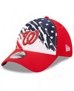 Мужская красная бейсболка Washington Nationals 2022, 4 июля, 39THIRTY Гибкая шапка New Era