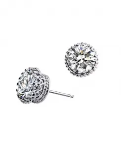 Серьги-Гвоздики с цветочным кубическим цирконием Hollywood Sensation, silver