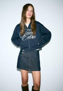 Толстовка Bershka Zip-up sweatshirt, Royal Blue