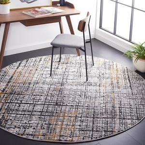 Ковер SAFAVIEH, 201 x 201 см, Amelia Collection Round Charcoal/Gold ALA248D современный абстрактный Non-Shedding