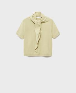 Женский свитер с коротким рукавом и шарфом MANGO, Pastel Green