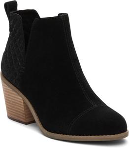 Женские ботинки TOMS Everly с вырезами, Black Suede/Waffle Embossed