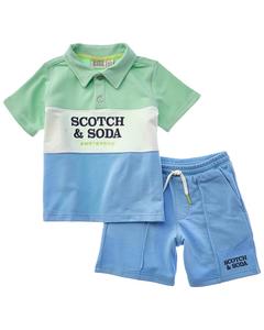 Scotch & Soda комплект из 2 предметов для малышей: поло и шорты из французского велюра, синий