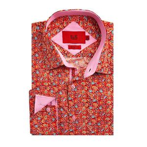 Мальчиковая рубашка slim fit с принтом пейсли Elie Balleh, Red