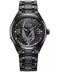 Мужские часы Eco-Drive со звездными войнами Mandalorian, черные часы с браслетом из нержавеющей стали, 42 мм Citizen