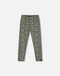 Леггинсы зеленые с цветочным принтом Deux par Deux