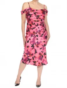 Атласное миди-платье с цветочным принтом и открытыми плечами, черное/разноцветное Joseph Ribkoff