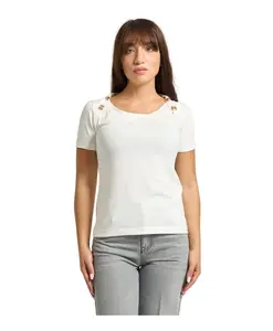 Белая хлопковая футболка с круглым вырезом Gaã«Lle Paris, белый