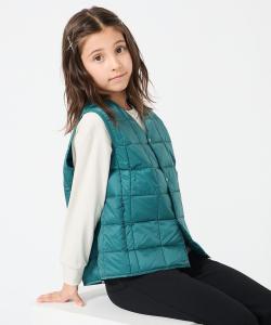 Пуховый жилет TAION с V-образным вырезом (унисекс) 120-150 см Unfilo, цвет Green Blue [064]