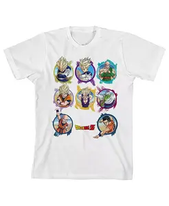 Мальчиковая футболка с коротким рукавом и круглым вырезом Character Circles, белая - размер XL Dragon Ball Z, белый