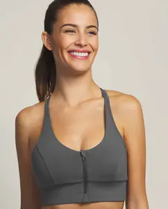 Женский спортивный топ с молнией из коллекции Selmark Tech by Pilar Rubio, светло-серый