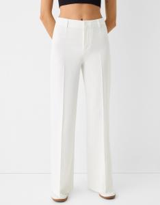 Брюки WIDE-LEG TAILORED Bershka, цвет white