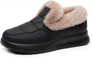 Женские плюшевые лоферы ZQW, зимние сапожки на меху, теплые, легкие, с плоской нескользящей подошвой, уютные для дома и улицы, Black