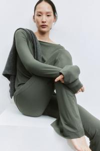 Расклешенные брюки из джерси H&M, зеленый